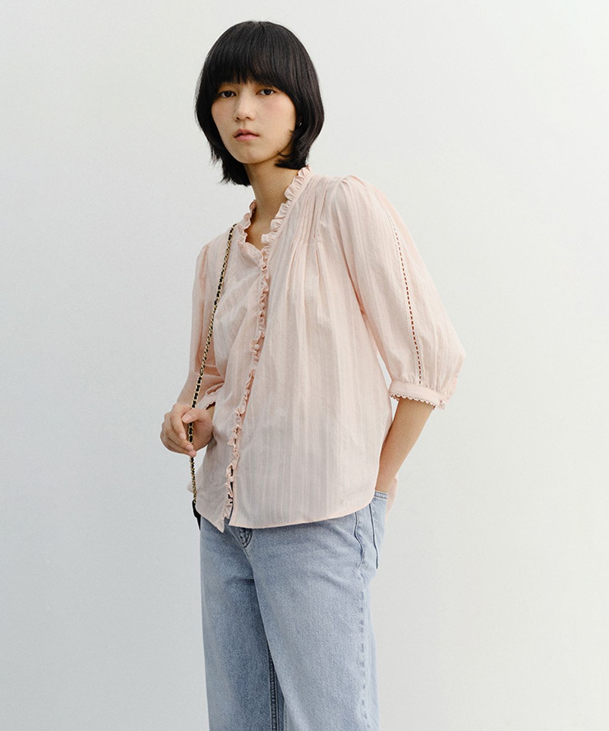 던스트(DUNST) JANE FRILL BLOUSE_UDBL6B222_SOFT PINK