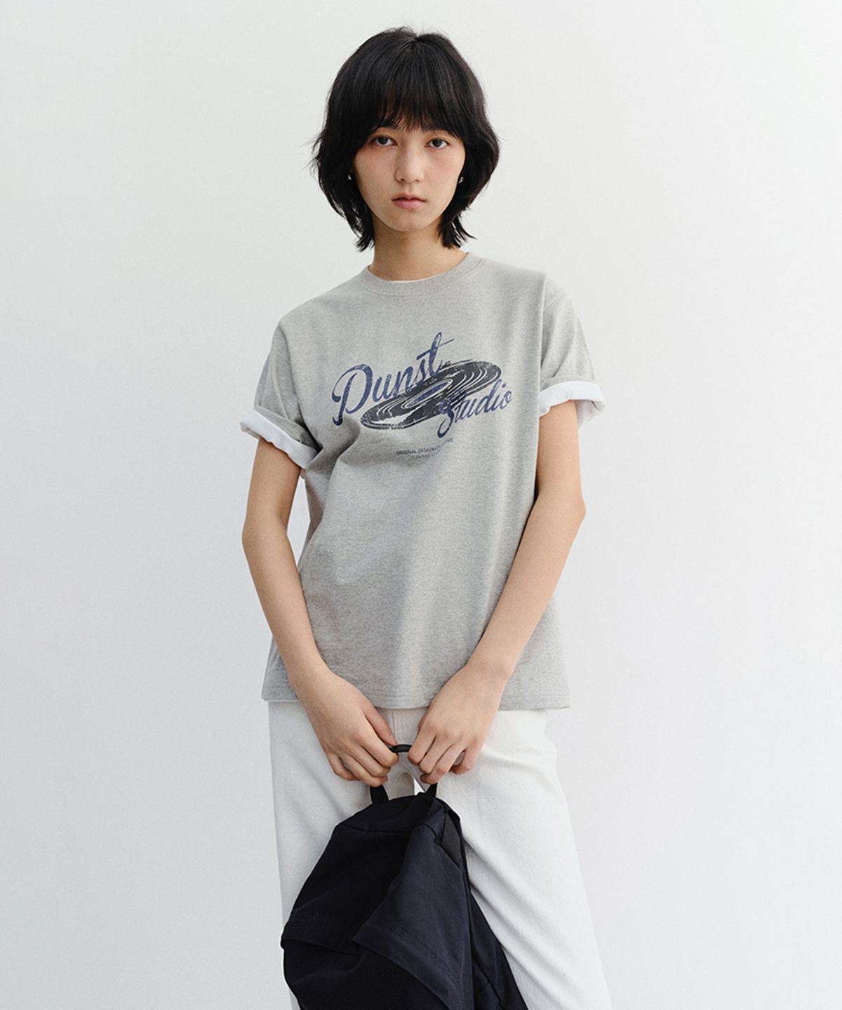 던스트(DUNST) UNISEX VINYL T-SHIRT_UDTS6B144_MELANGE GREY