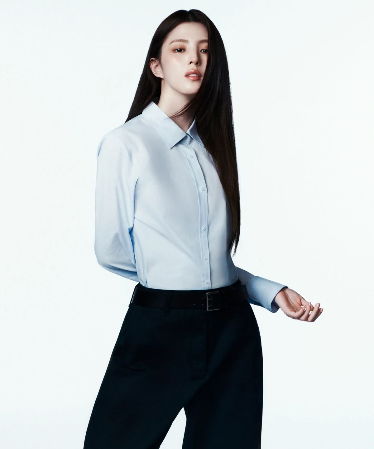 무신사 스탠다드 우먼(MUSINSA STANDARD WOMAN) 우먼즈 레귤러 워시드 포플린 셔츠 [페일 블루]