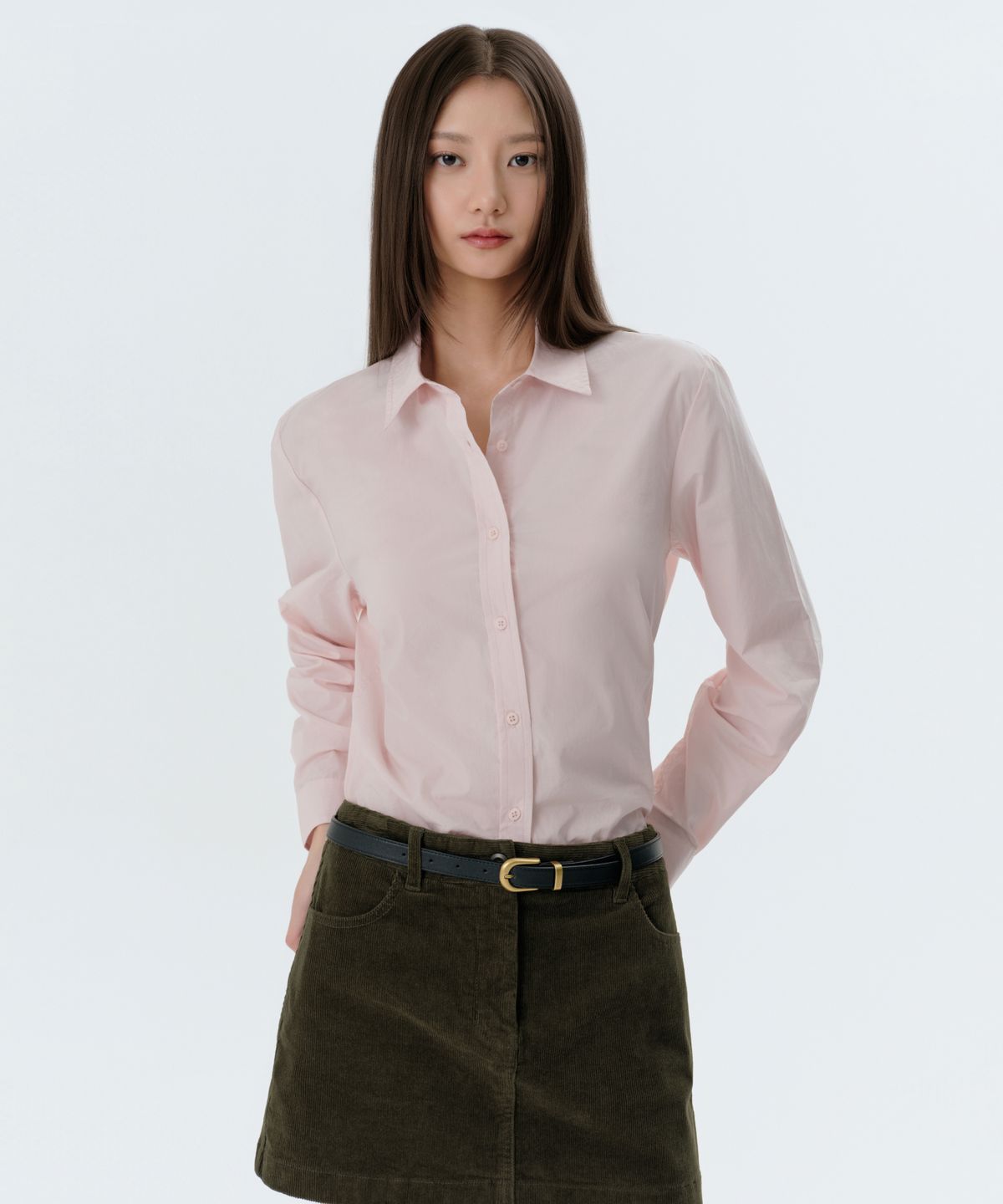 무신사 스탠다드 우먼(MUSINSA STANDARD WOMAN) 우먼즈 레귤러 워시드 포플린 셔츠 [페일 핑크]