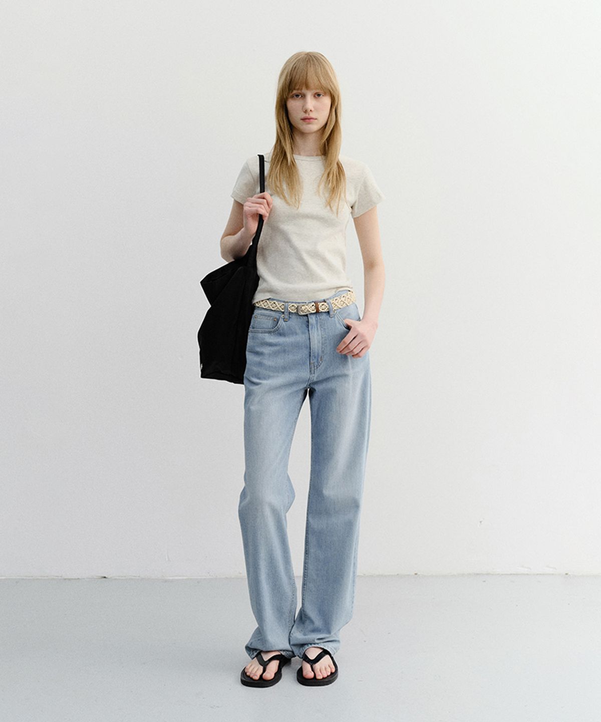 던스트(DUNST) ESSENTIAL T-SHIRT_UDTS6B223_OATMEAL MELANGE