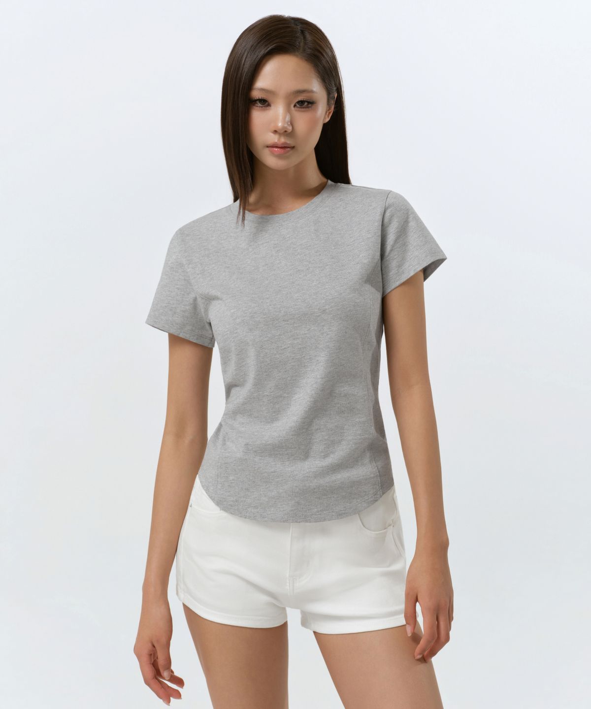 무신사 스탠다드 우먼(MUSINSA STANDARD WOMAN) 우먼즈 라운드 헴 티셔츠 [미디엄 그레이]