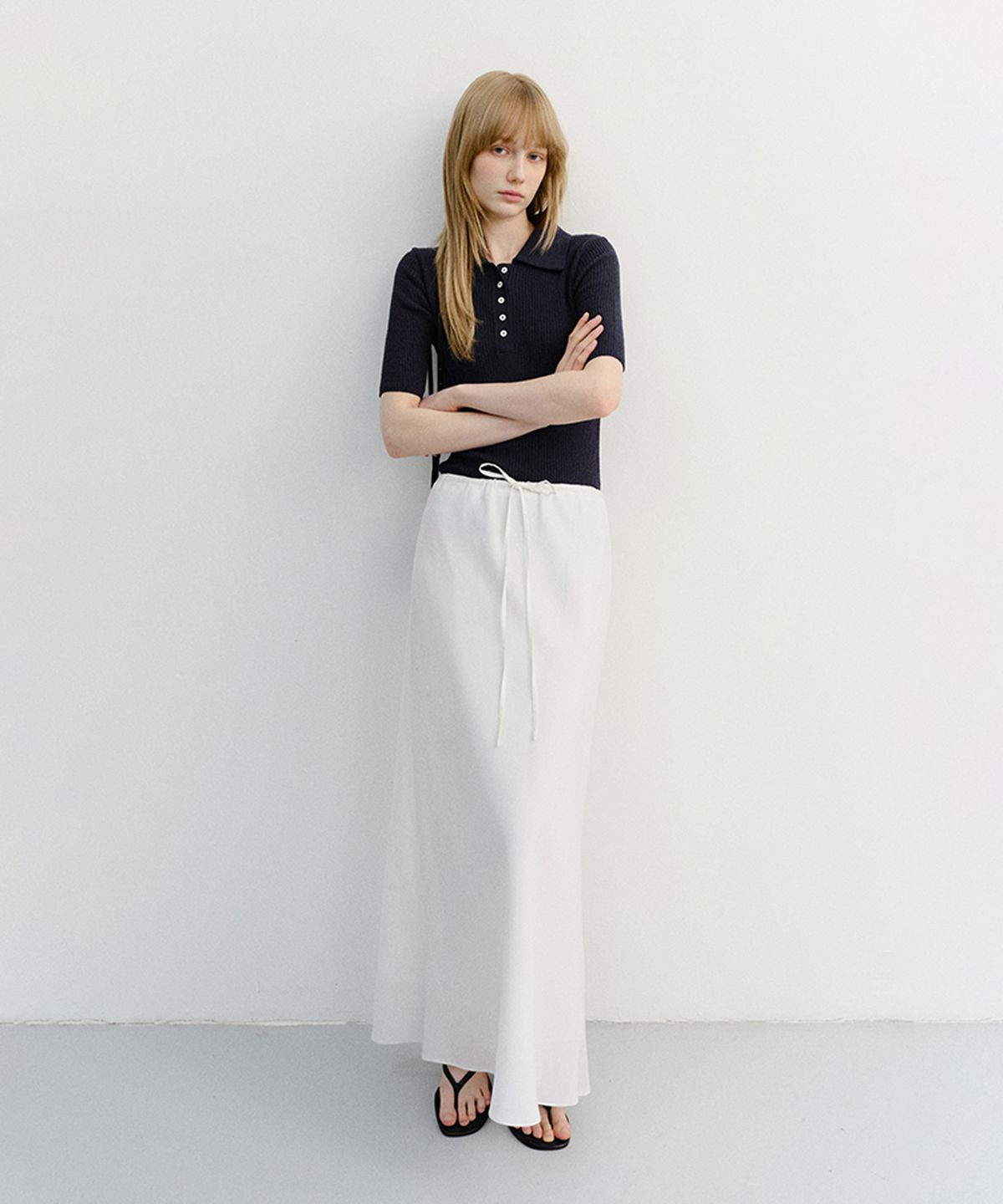 던스트(DUNST) LINEN MAXI SKIRT_UDSK6B221_WHITE