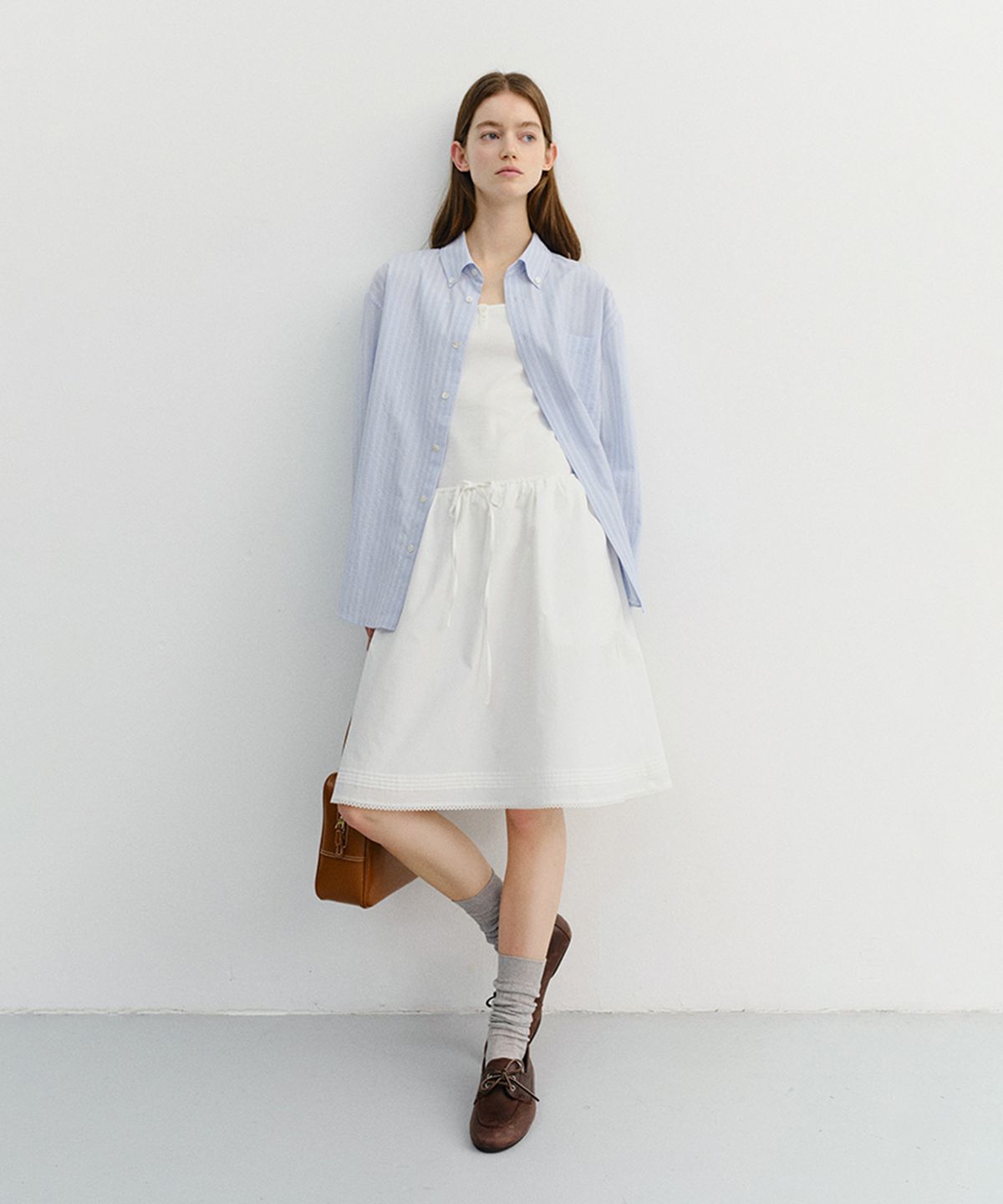 던스트(DUNST) LACED MIDI FULL SKIRT_UDSK6B225_WHITE
