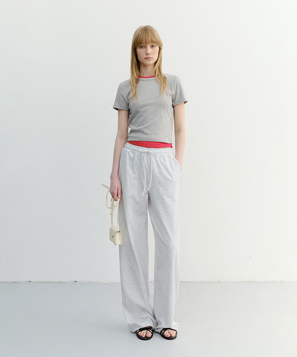 던스트(DUNST) SUMMER WIDE JOGGER PANTS_UDPA6B225_LIGHT MELANGE GREY