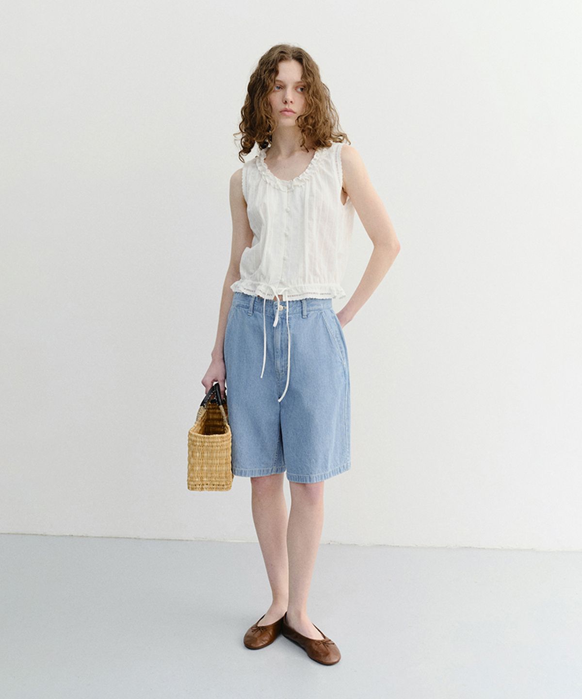 던스트(DUNST) UNISEX LINEN DENIM SHORTS_UDPA6B129_LIGHT BLUE