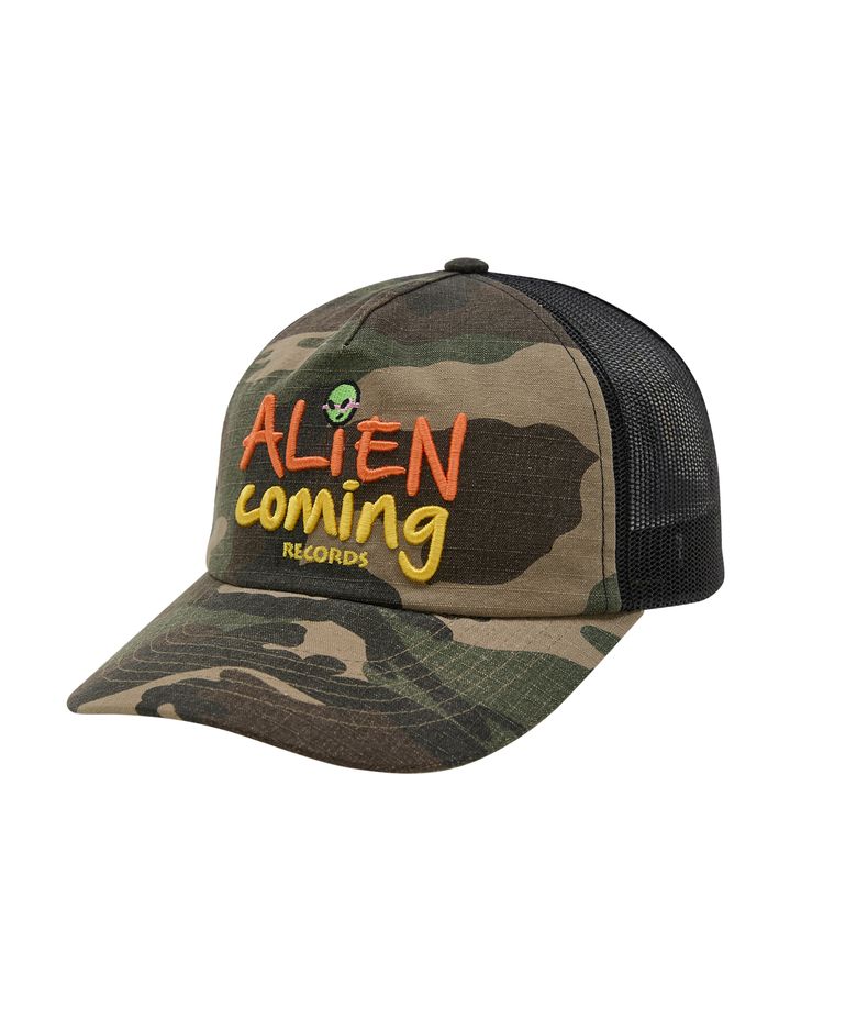 ALIEN COMING 카모 트러커 캡 카키