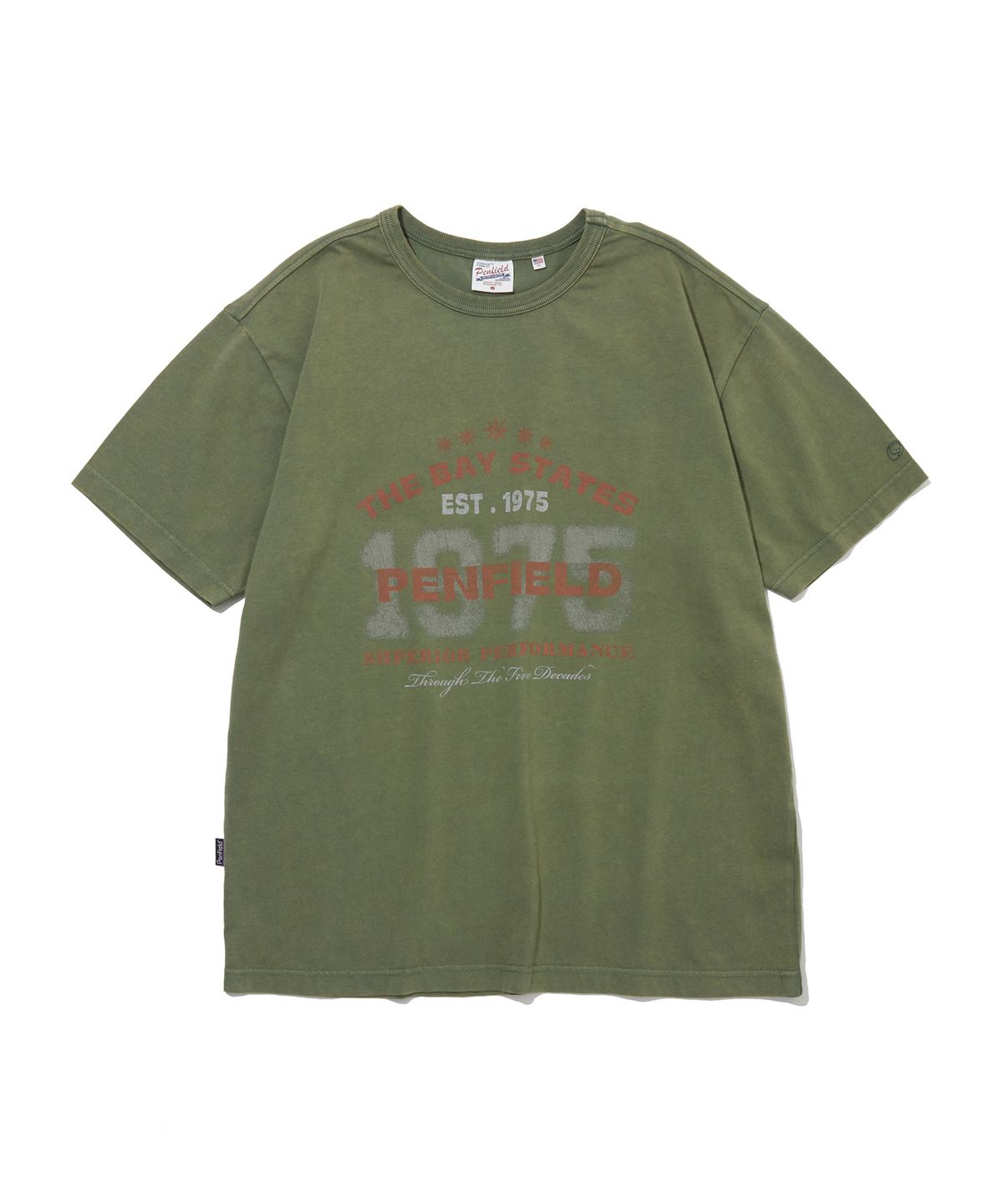 펜필드(PENFIELD) 1975 백그라운드 티셔츠 라이트카키_FS2KT66U