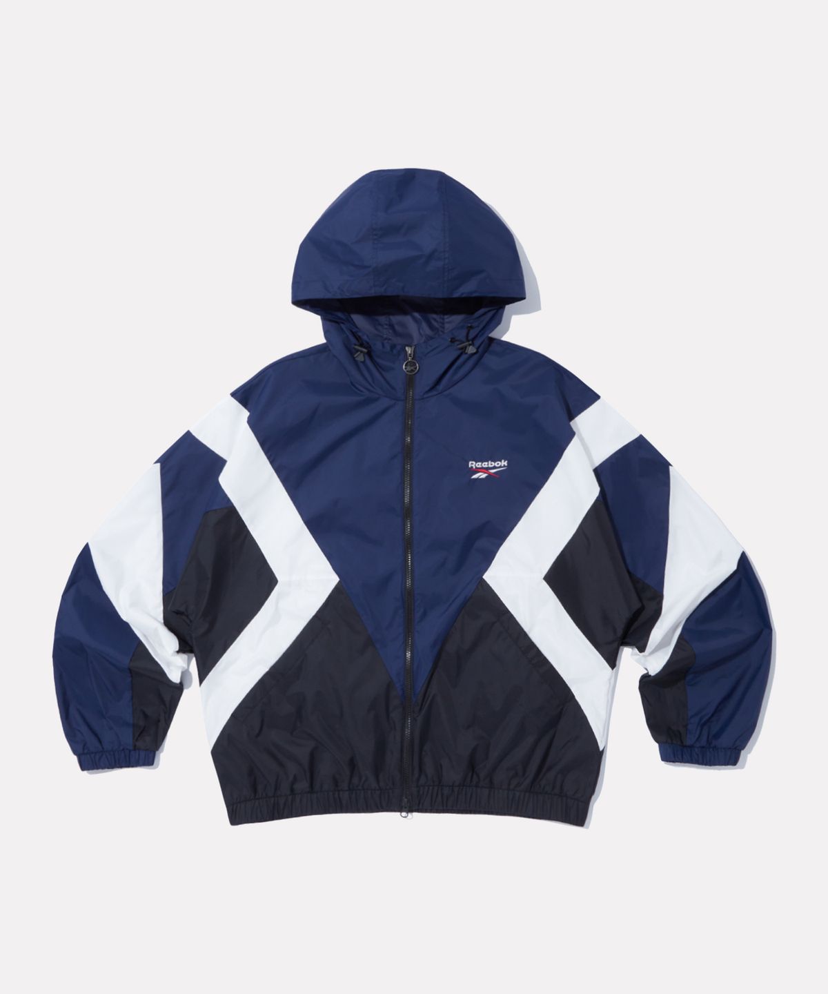 리복(REEBOK) DNA 경량 후드 윈드브레이커 - 네이비:블랙