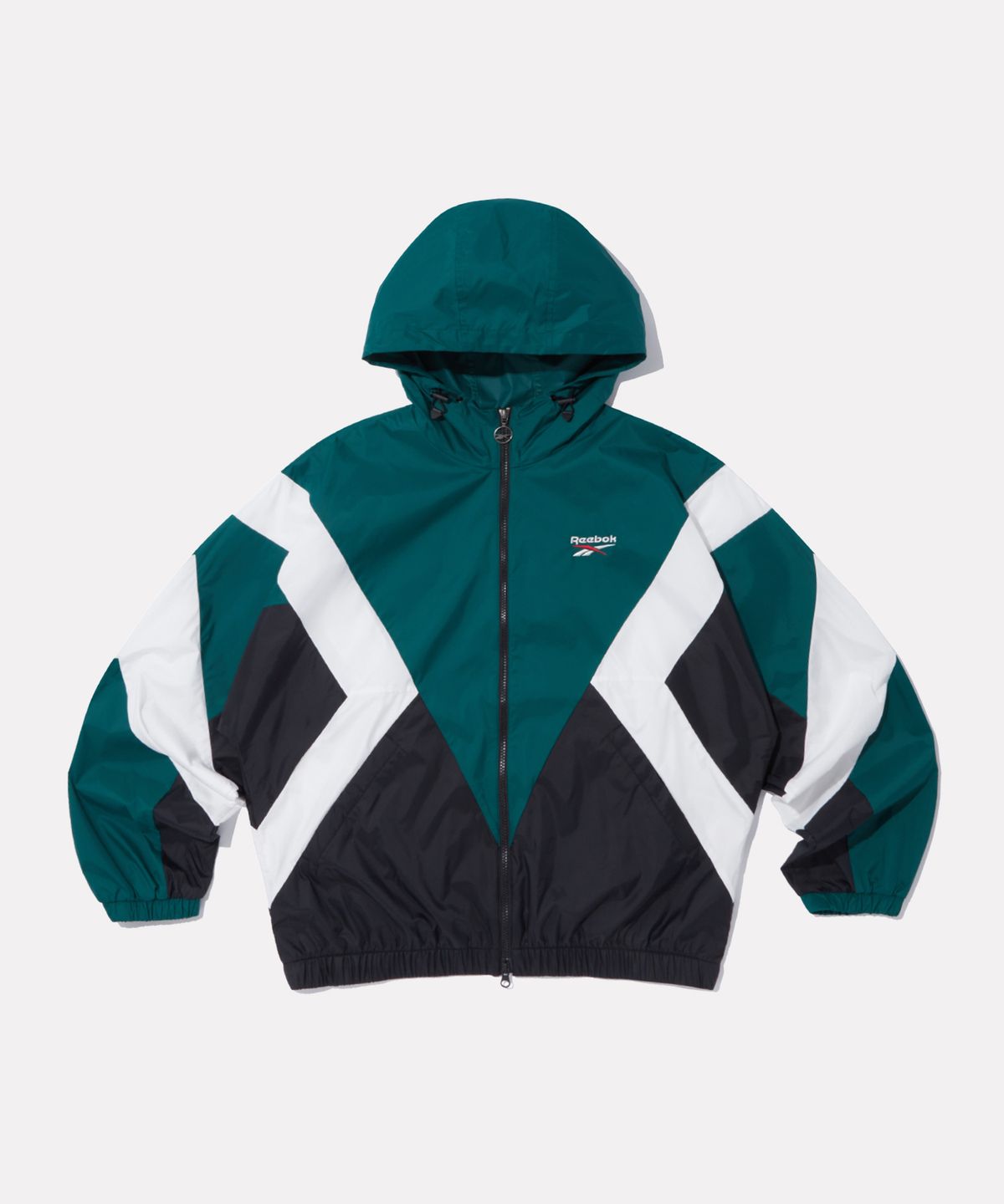 리복(REEBOK) DNA 경량 후드 윈드브레이커 - 그린:블랙