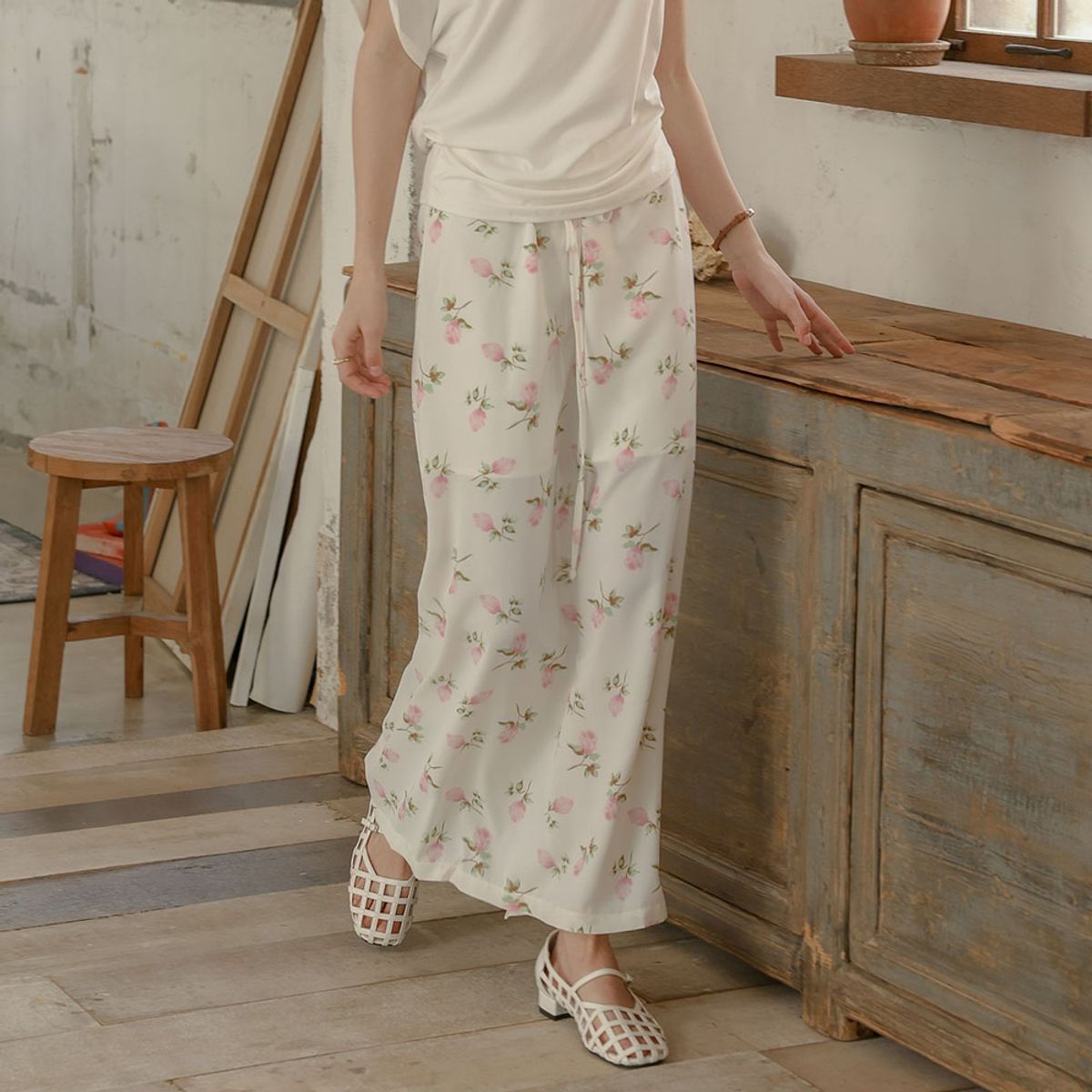 프라우드 마리(PROUD MARY) PM_Floral print flowy midi skirt_IVORY