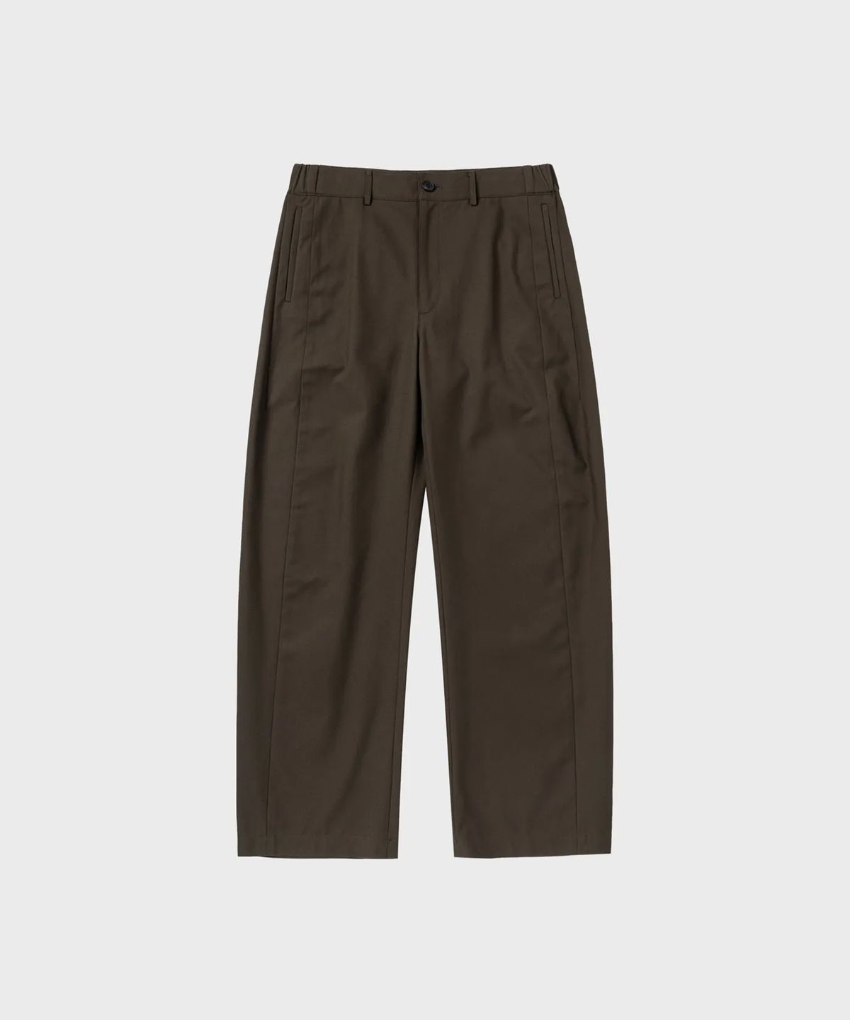 넌블랭크(NONBLANK) 커브드 루즈핏 밴딩 슬랙스_BROWN
