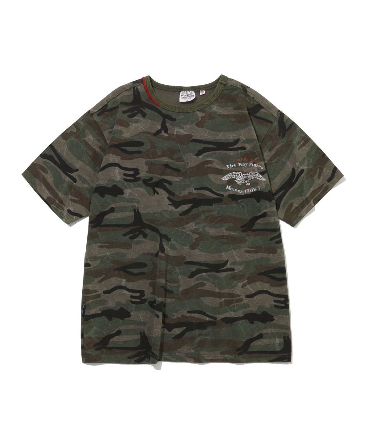 펜필드(PENFIELD) 워시드 베이 스테이트 카모 티셔츠 그린_FS2KT64U