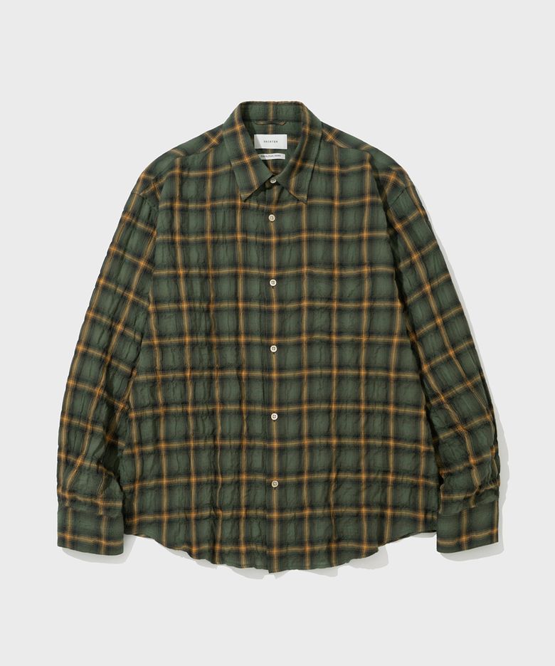 ORGANIC COTTON TENCEL SHIRRED SHIRT (GREEN)