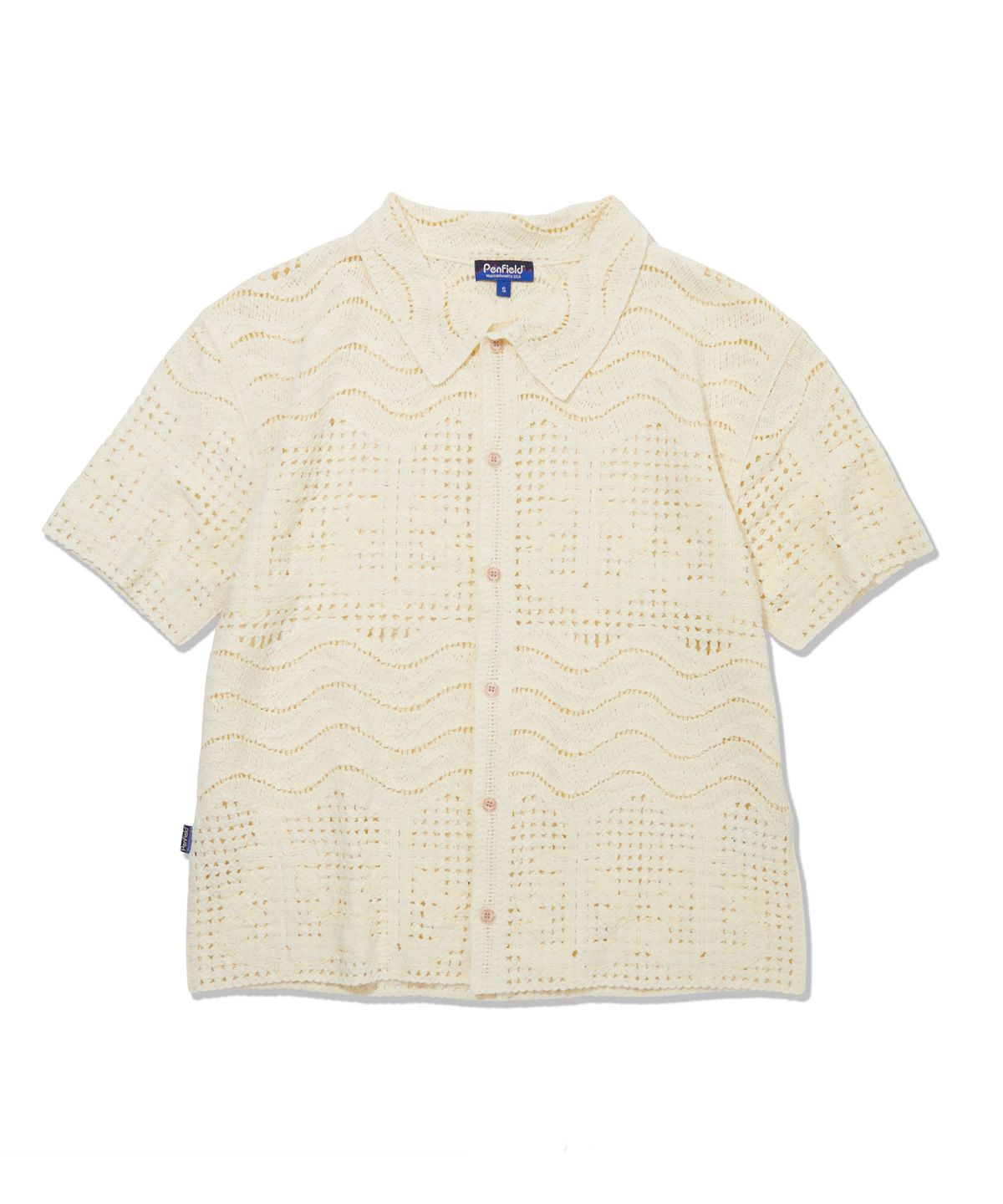 펜필드(PENFIELD) 솔티독 크로셰 니트 반팔 셔츠 레몬_FS2NJ01U