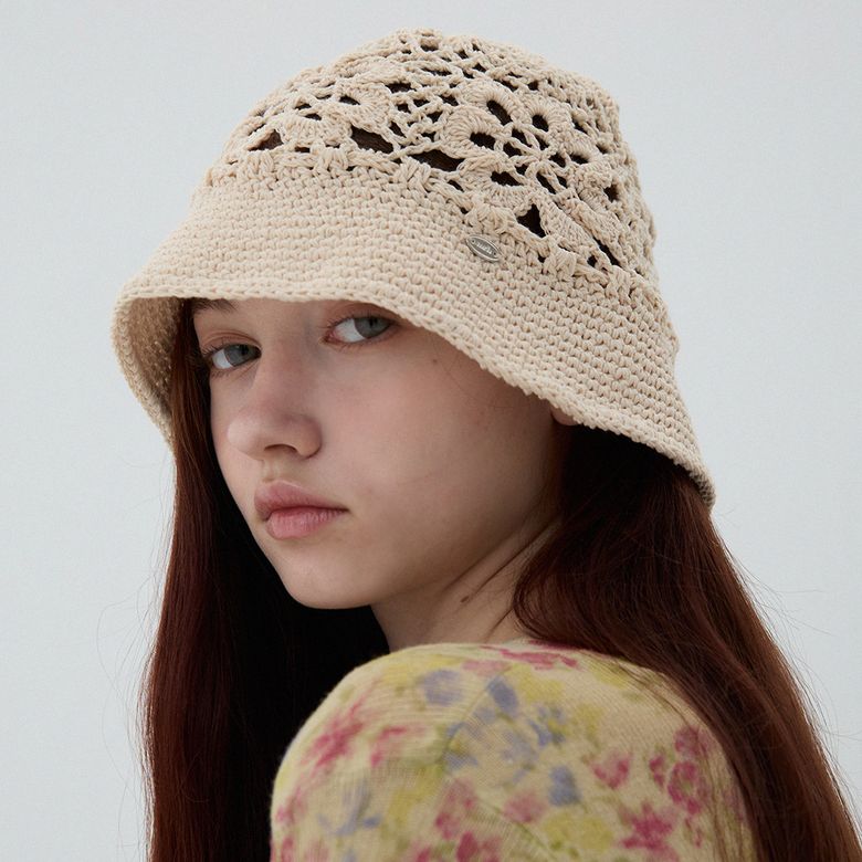 Flower crochet hat_2color