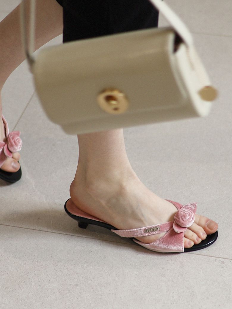 [215]omn Rose Velvet Mule [Low.ver] _Pink