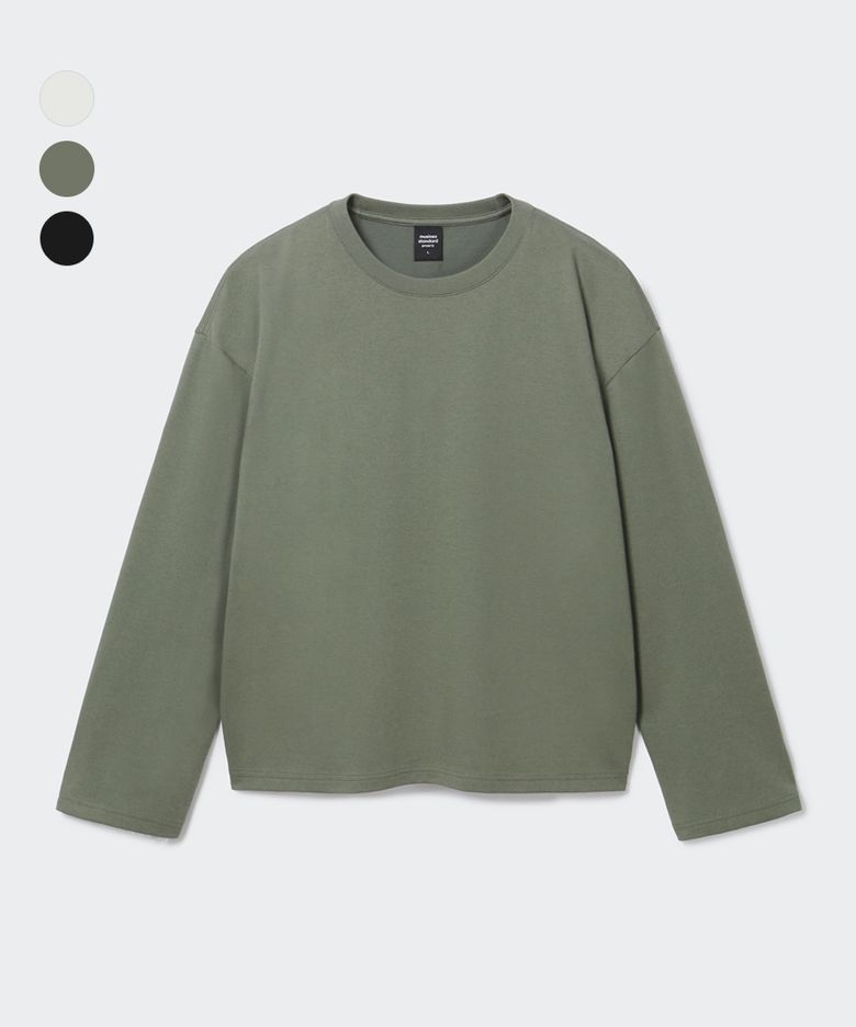 코튼메쉬 오버핏 크롭 롱슬리브 (3color)