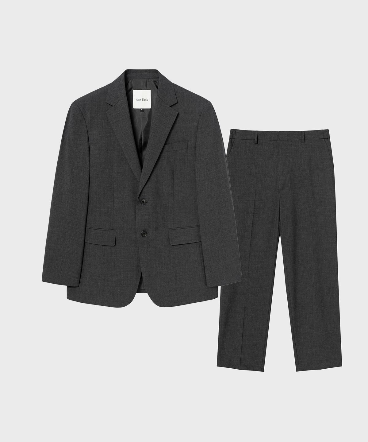 넌블랭크(NONBLANK) W29 워셔블 세미 오버핏 셋업_CHARCOAL