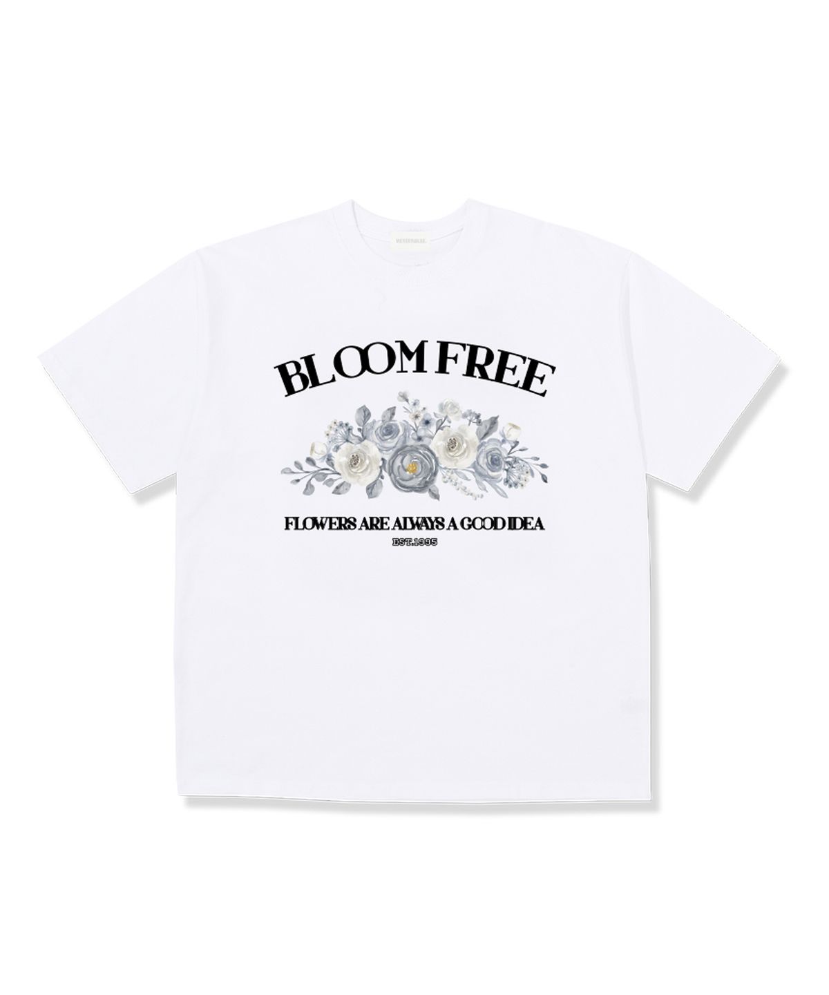 위베리벨류(WEVERYVALUE) 블룸프리 오버핏 반팔티셔츠 화이트