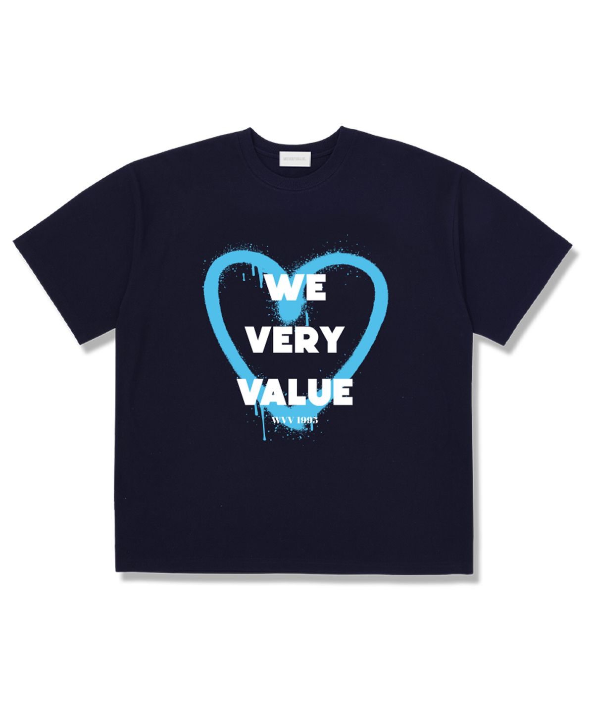 위베리벨류(WEVERYVALUE) 하트벨류 오버핏 반팔티셔츠 네이비