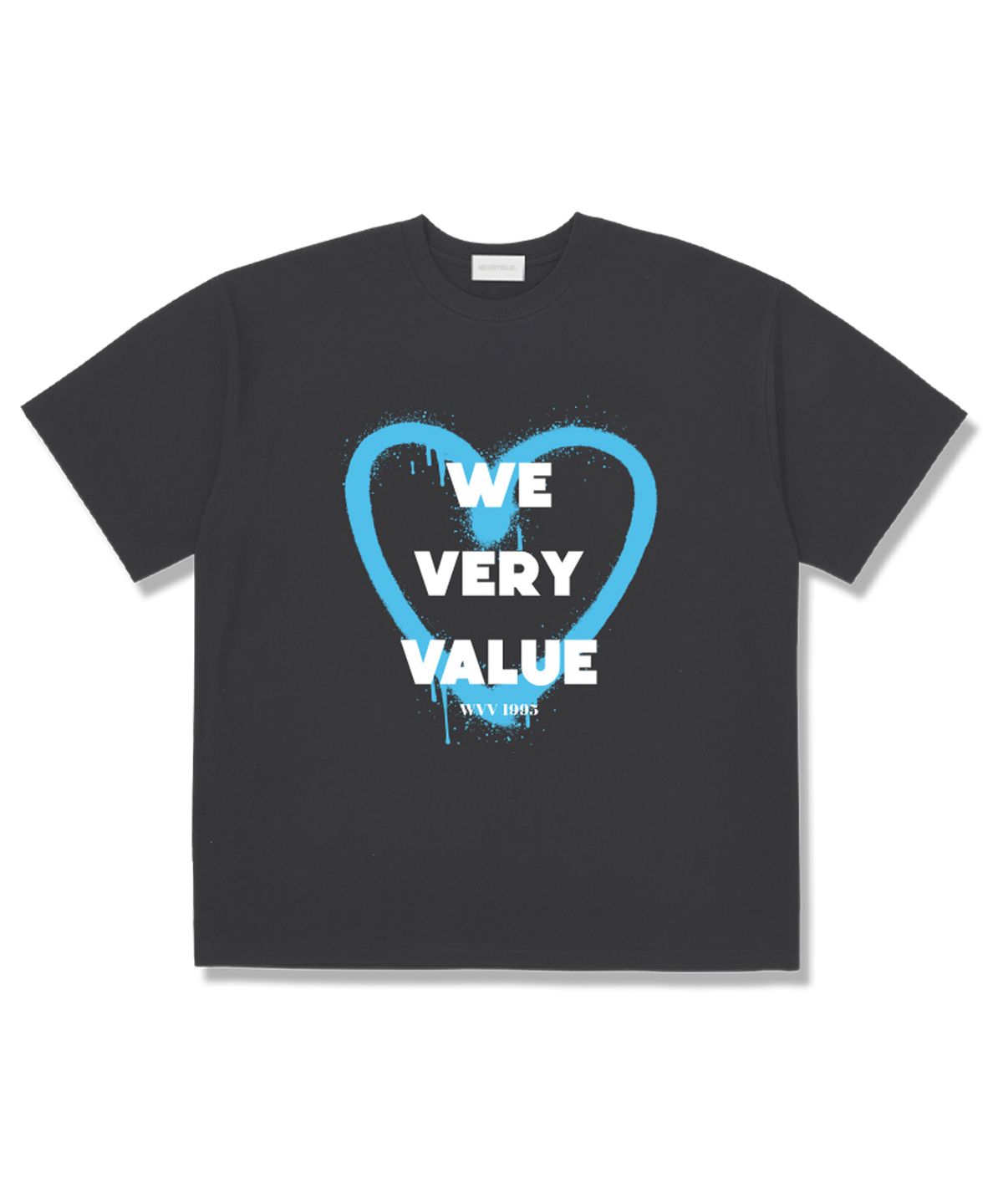 위베리벨류(WEVERYVALUE) 하트벨류 오버핏 반팔티셔츠 다크그레이