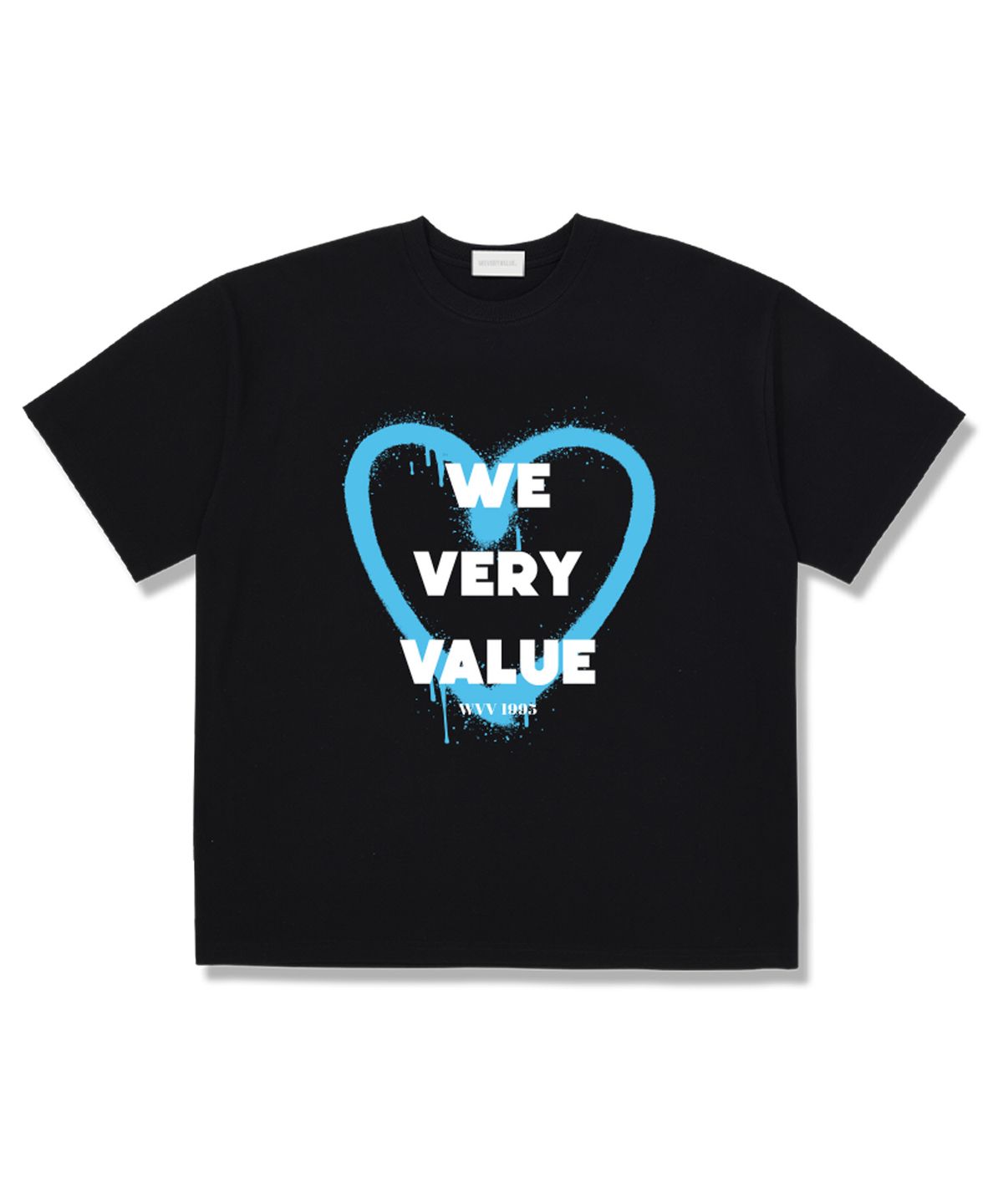 위베리벨류(WEVERYVALUE) 하트벨류 오버핏 반팔티셔츠 블랙