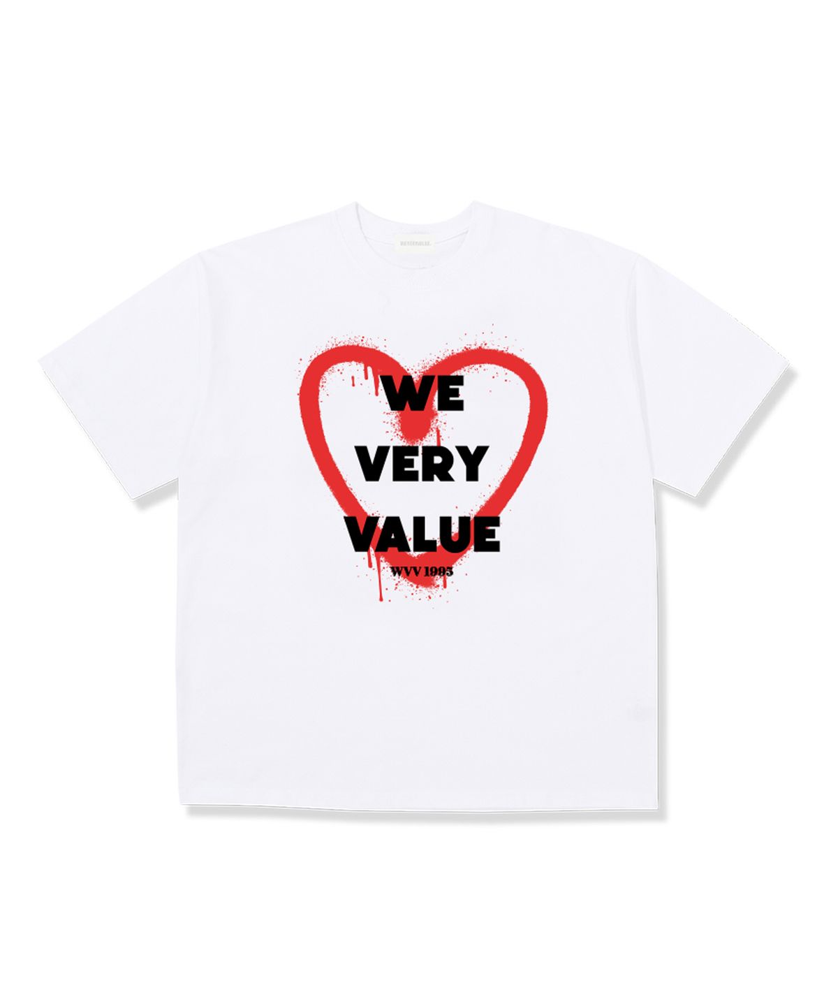 위베리벨류(WEVERYVALUE) 하트벨류 오버핏 반팔티셔츠 화이트