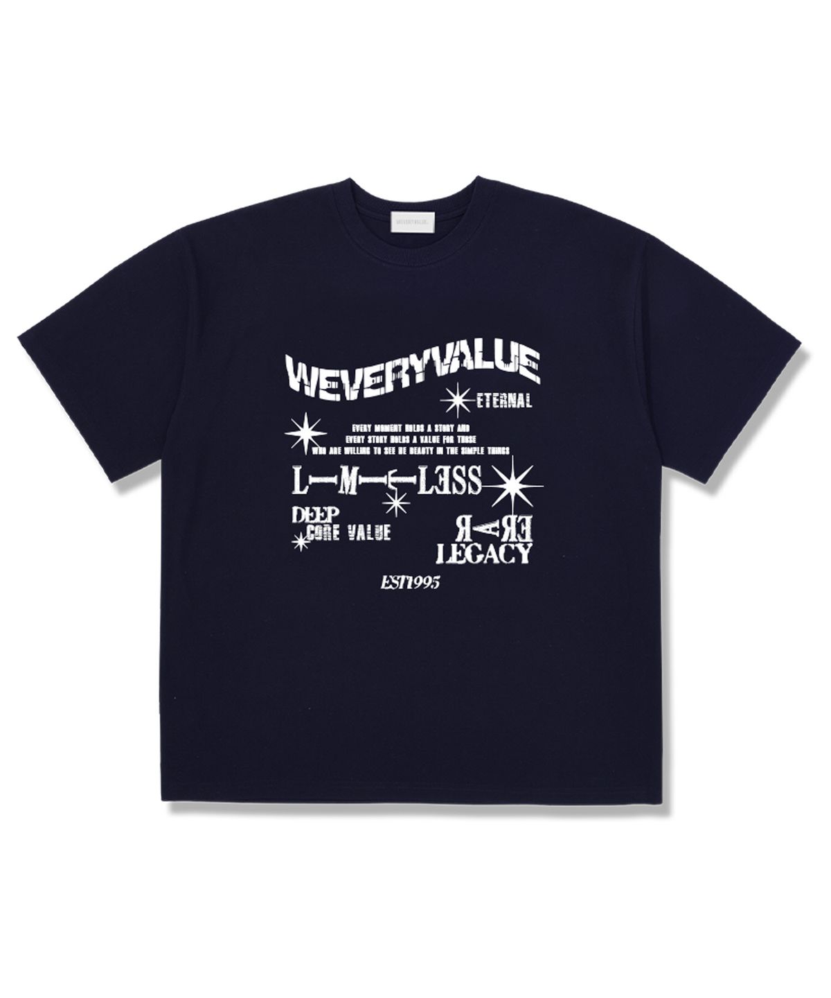 위베리벨류(WEVERYVALUE) 리미트리스 오버핏 반팔티셔츠 네이비