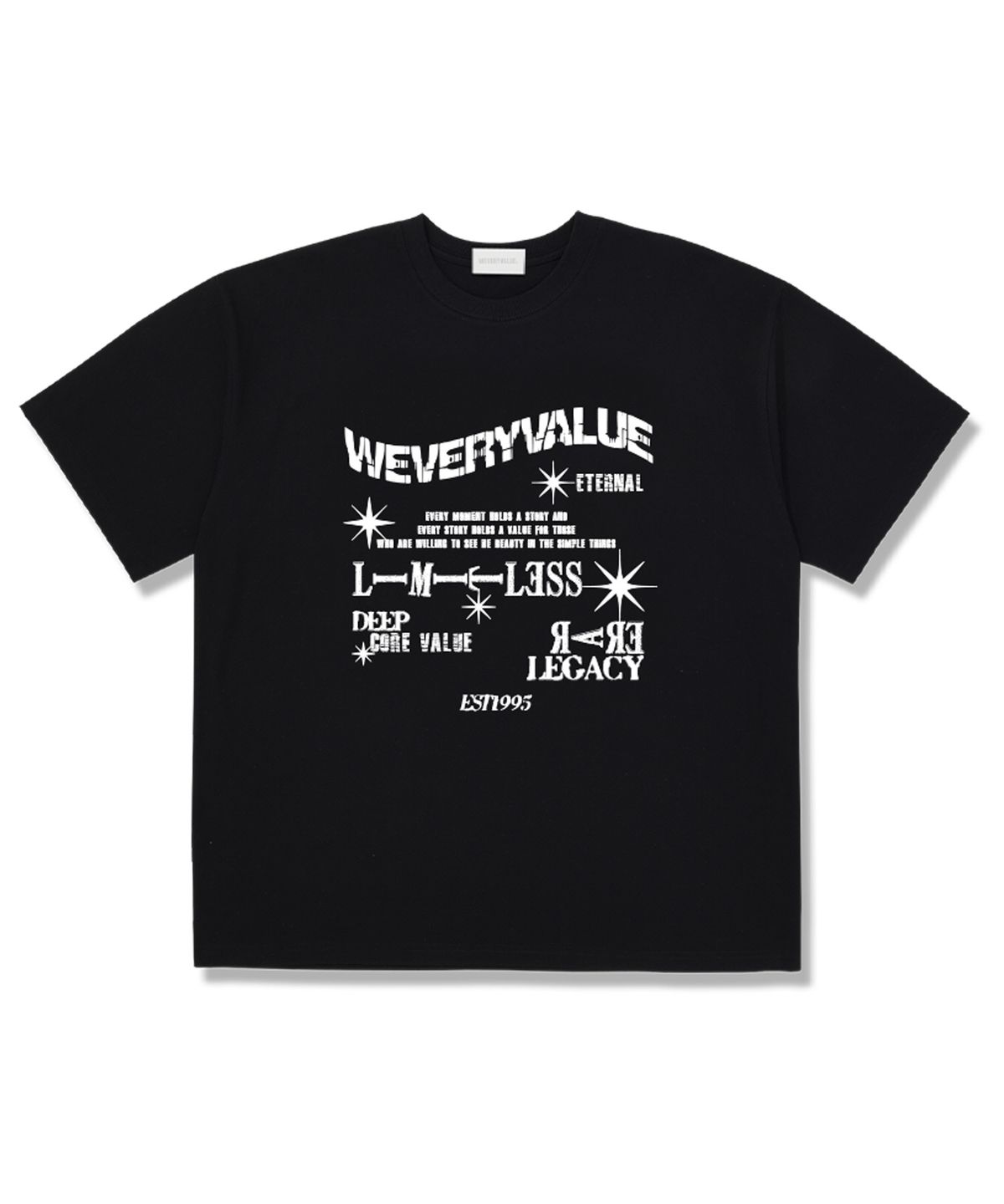위베리벨류(WEVERYVALUE) 리미트리스 오버핏 반팔티셔츠 블랙