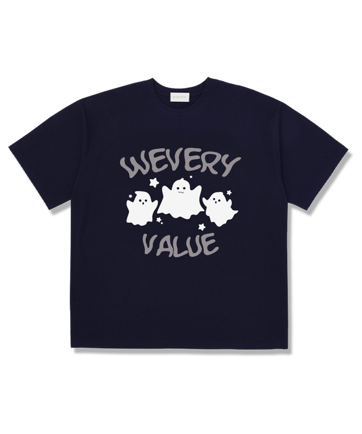 위베리벨류(WEVERYVALUE) 벨류고스트 오버핏 반팔티셔츠 네이비