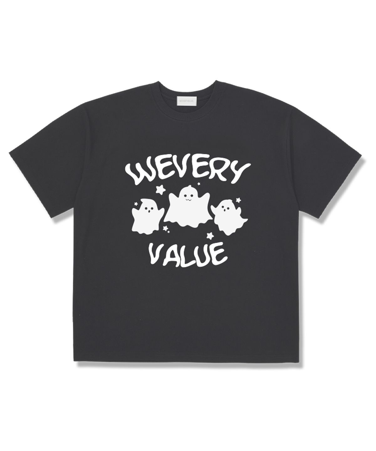 위베리벨류(WEVERYVALUE) 벨류고스트 오버핏 반팔티셔츠 다크그레이