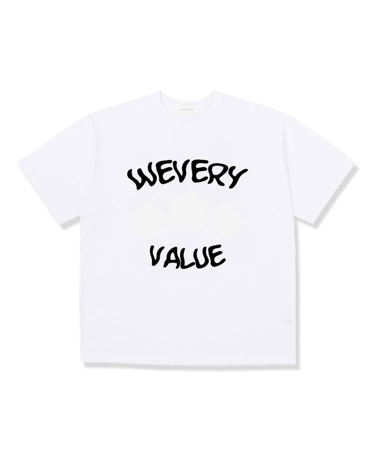 위베리벨류(WEVERYVALUE) 벨류고스트 오버핏 반팔티셔츠 화이트