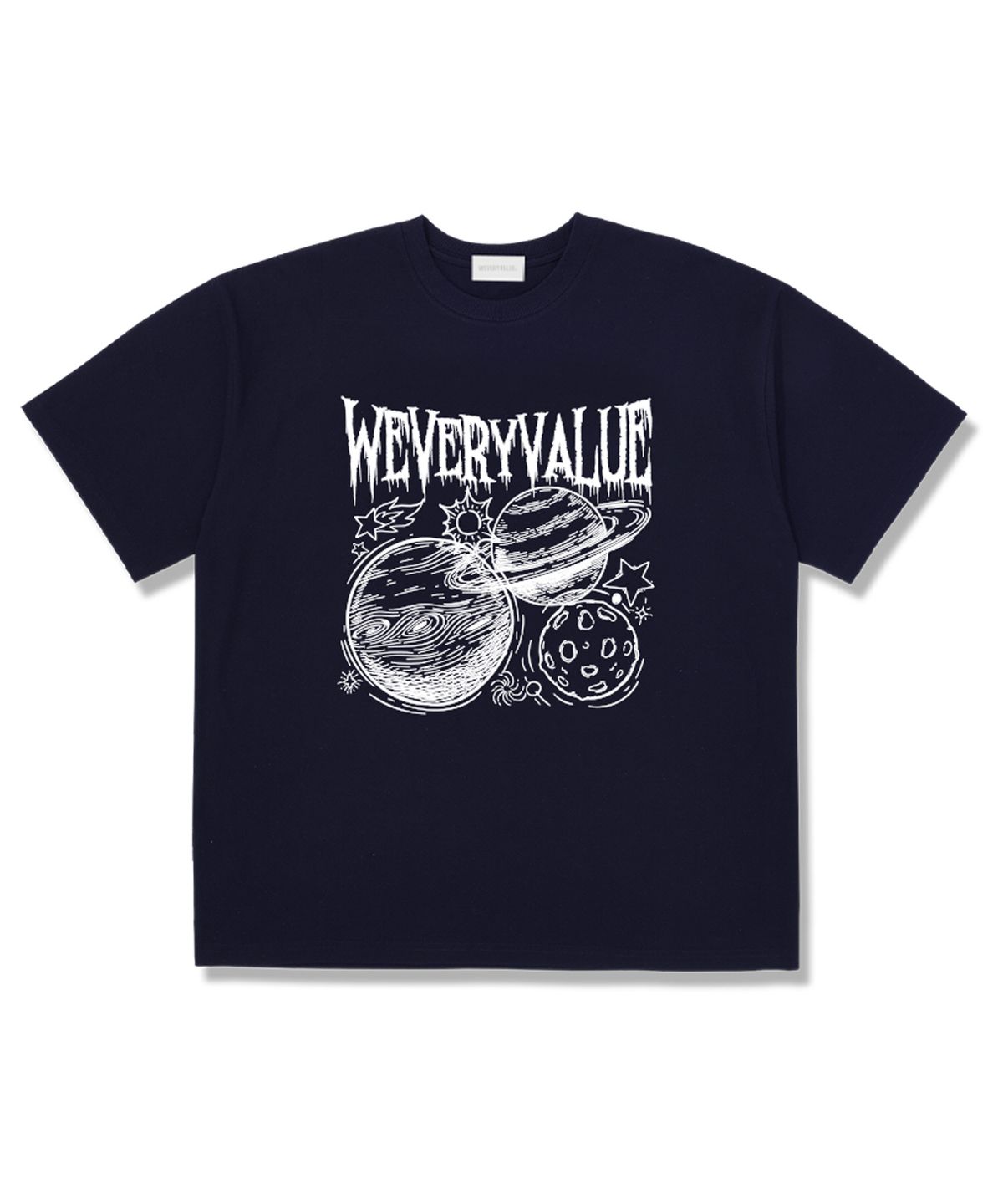 위베리벨류(WEVERYVALUE) 스페이스벨류 오버핏 반팔티셔츠 네이비