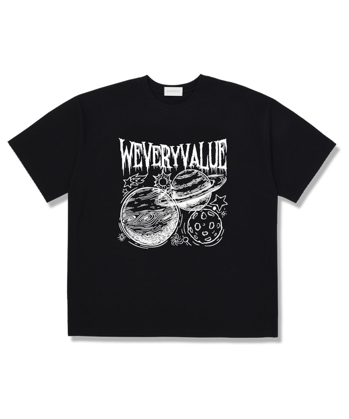 위베리벨류(WEVERYVALUE) 스페이스벨류 오버핏 반팔티셔츠 블랙