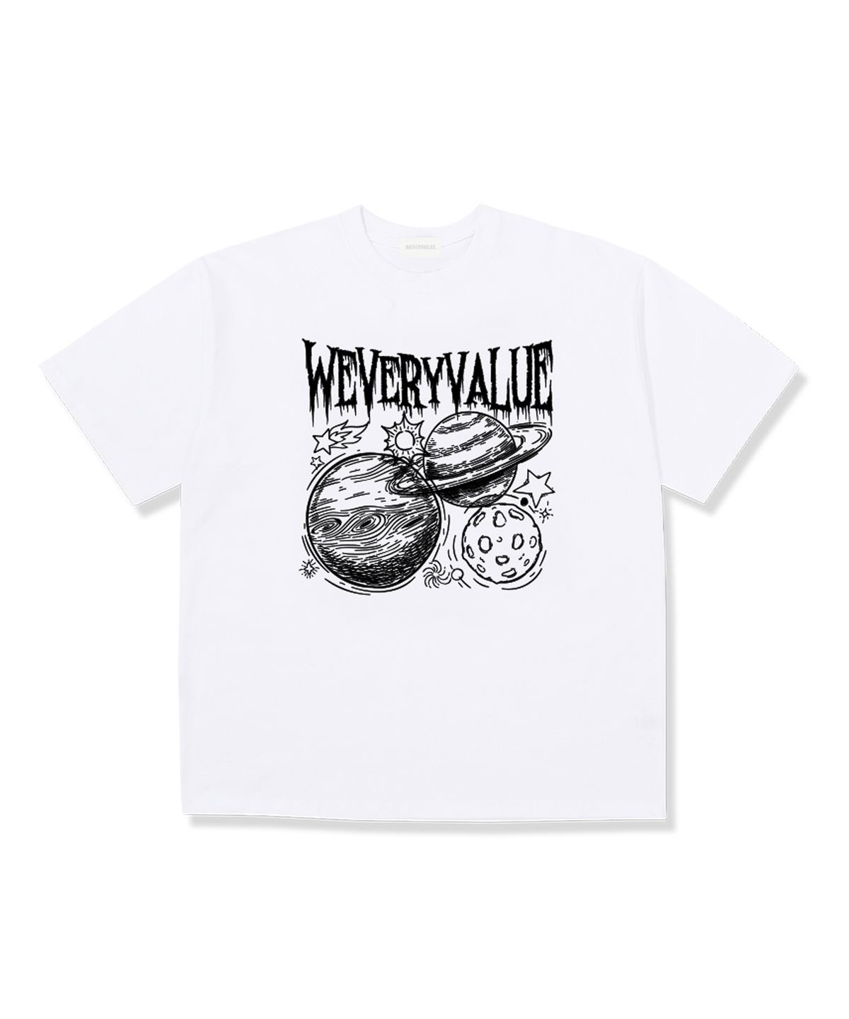 위베리벨류(WEVERYVALUE) 스페이스벨류 오버핏 반팔티셔츠 화이트