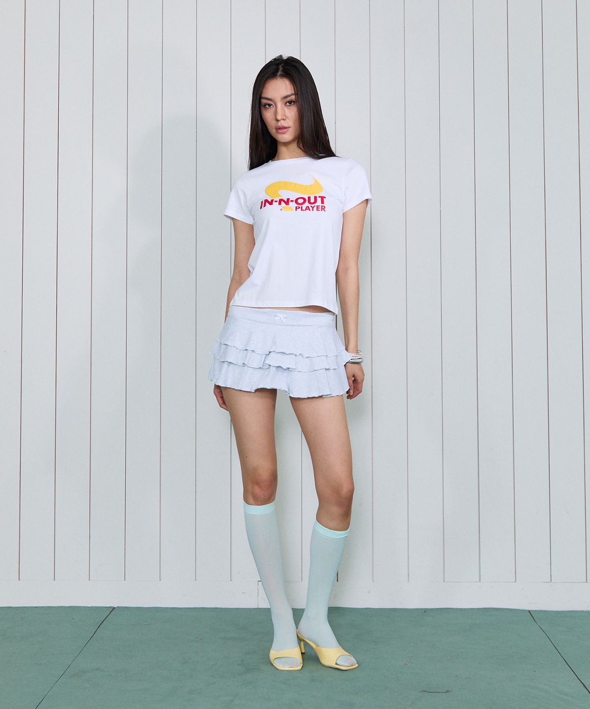 라라폭스(LALAFOX) FRILL MINI PANTS SKIRT GREY BS2WS001