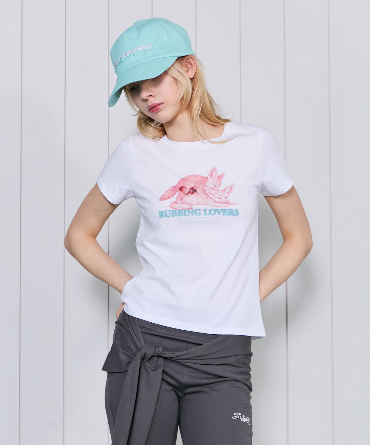 라라폭스(LALAFOX) RUBBING FOX REGULAR T-SHIRT WHITE BS2CH004