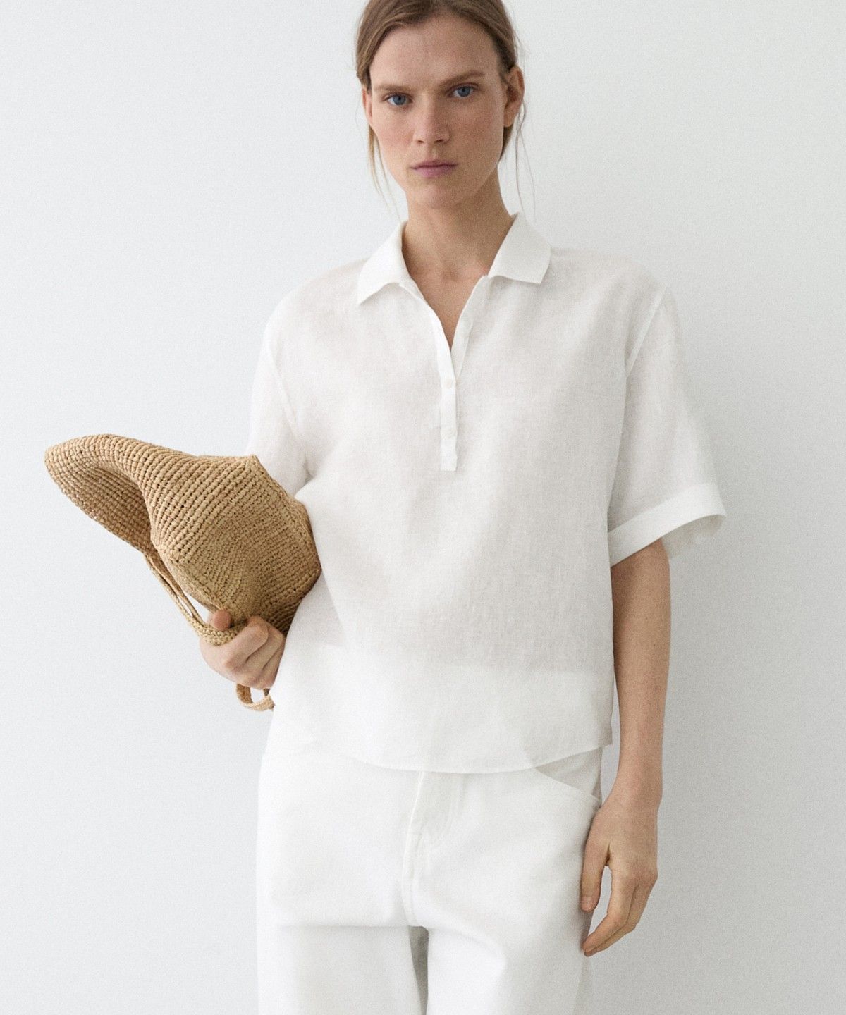 마시모두띠(MASSIMO DUTTI) 린넨 반팔 폴로 셔츠