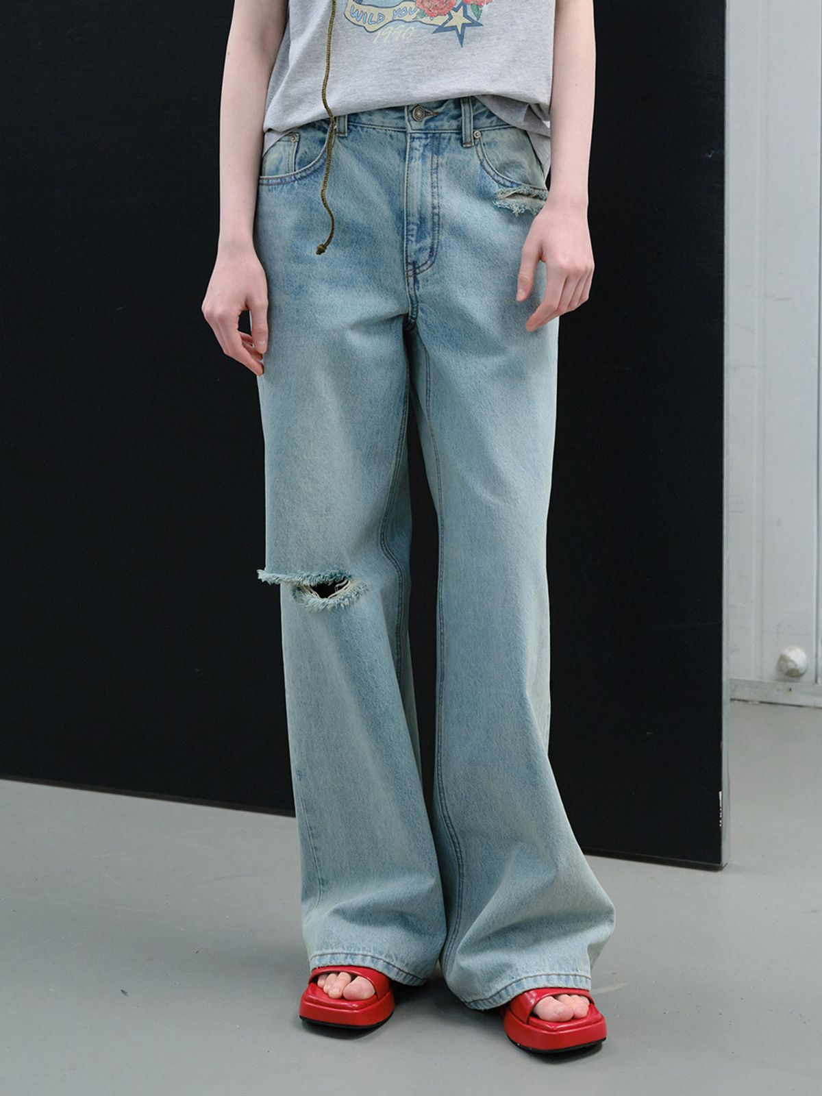 레이브(RAIVE) Damage Cutting Detail Denim VJ6ML572_2color