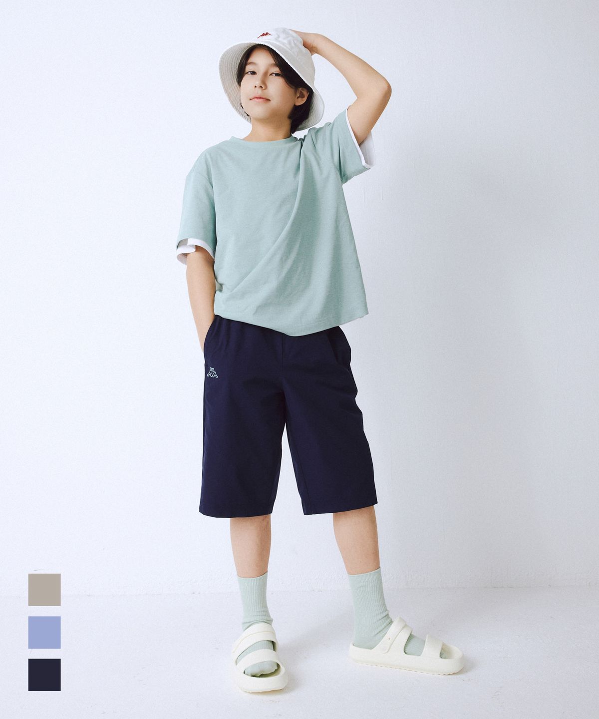 카파키즈(KAPPA KIDS) 우븐 반바지 유니 2PACK 2color