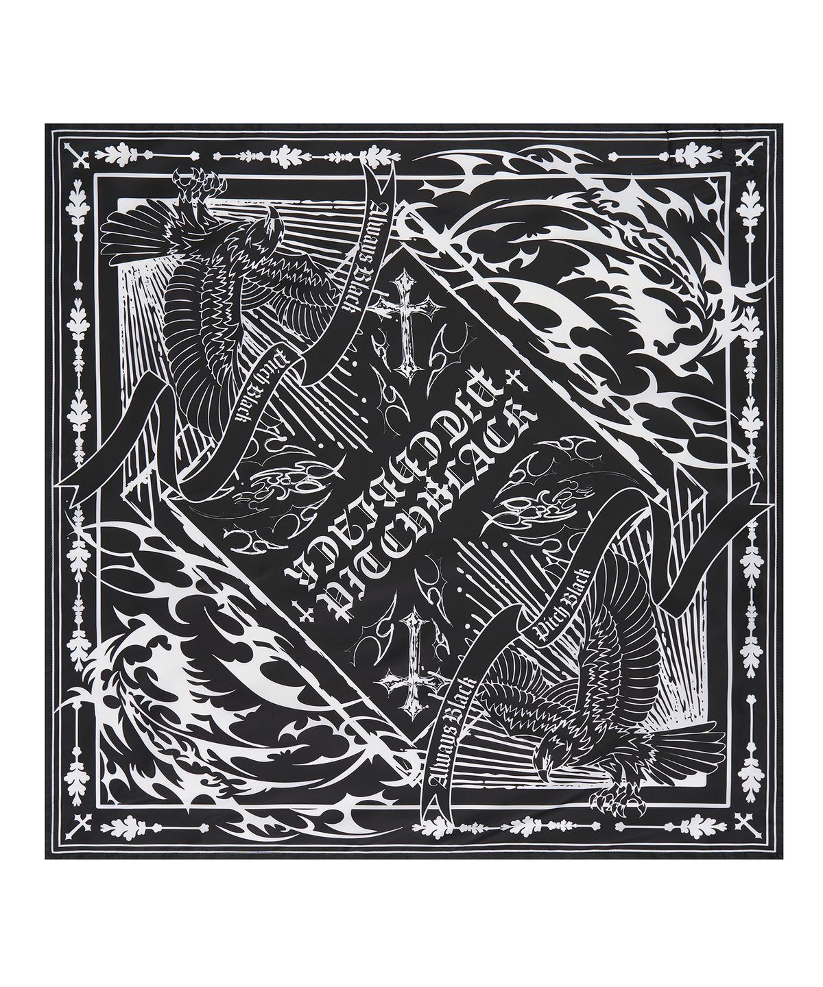 피치블랙(PITCHBLACK) CHIFFON EAGLE POINT SCARF (BLACK)