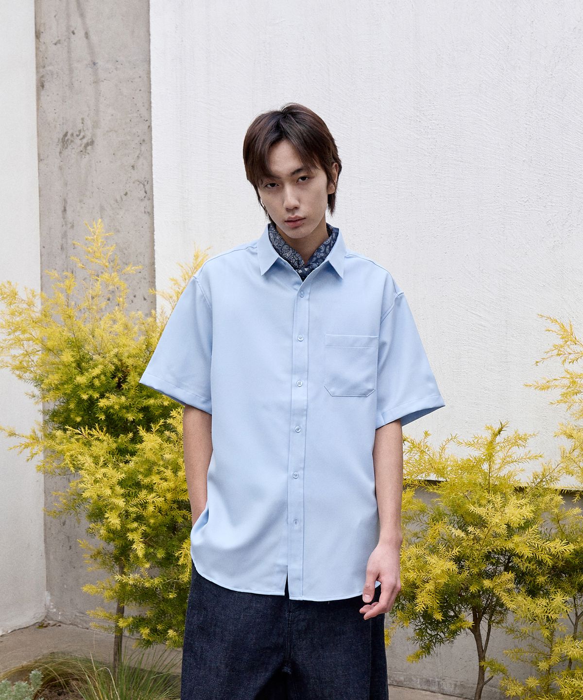 프롬에이투비(FROMATOB) 링클 프리 오버핏 셔츠 스카이 TOBLS107