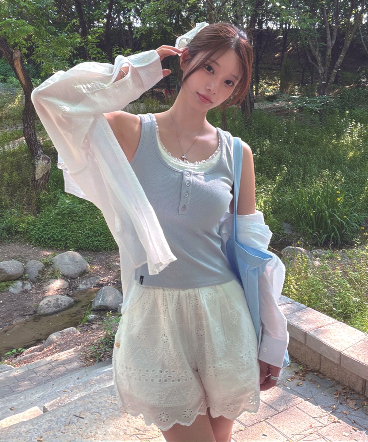 마리끌레르(MARIE CLAIRE) 레이스 레이어드 슬리브리스(MAGBTS07MSB)