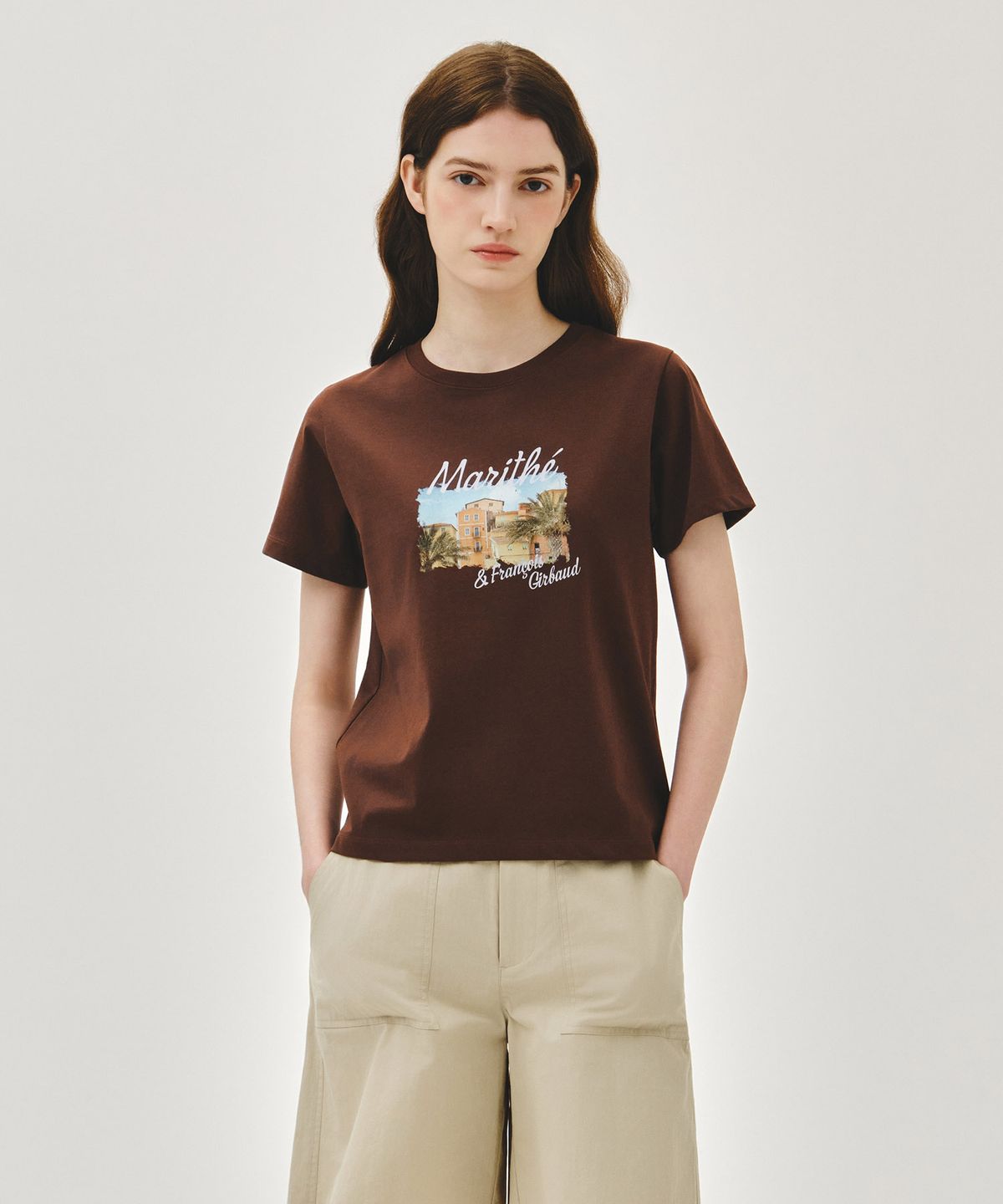 마리떼 프랑소와 저버(MARITHÉ + FRANҪOIS GIRBAUD) W AEROCOOL RESORT GRAPHIC TEE brown