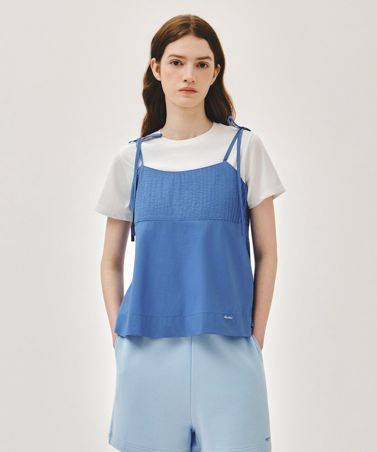 마리떼 프랑소와 저버(MARITHÉ + FRANҪOIS GIRBAUD) W PINTUCK CAMISOLE BLOUSE blue