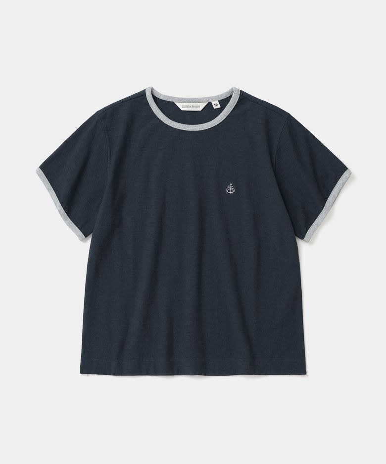 slub ringer s/s t-shirt(womens) navy
