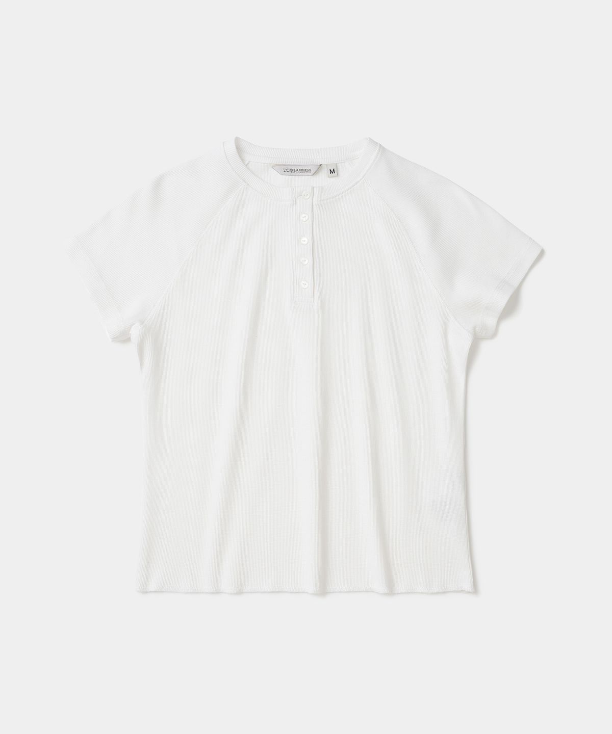 유니폼브릿지(UNIFORM BRIDGE) waffle henley neck s/s t-shirt(womens) white