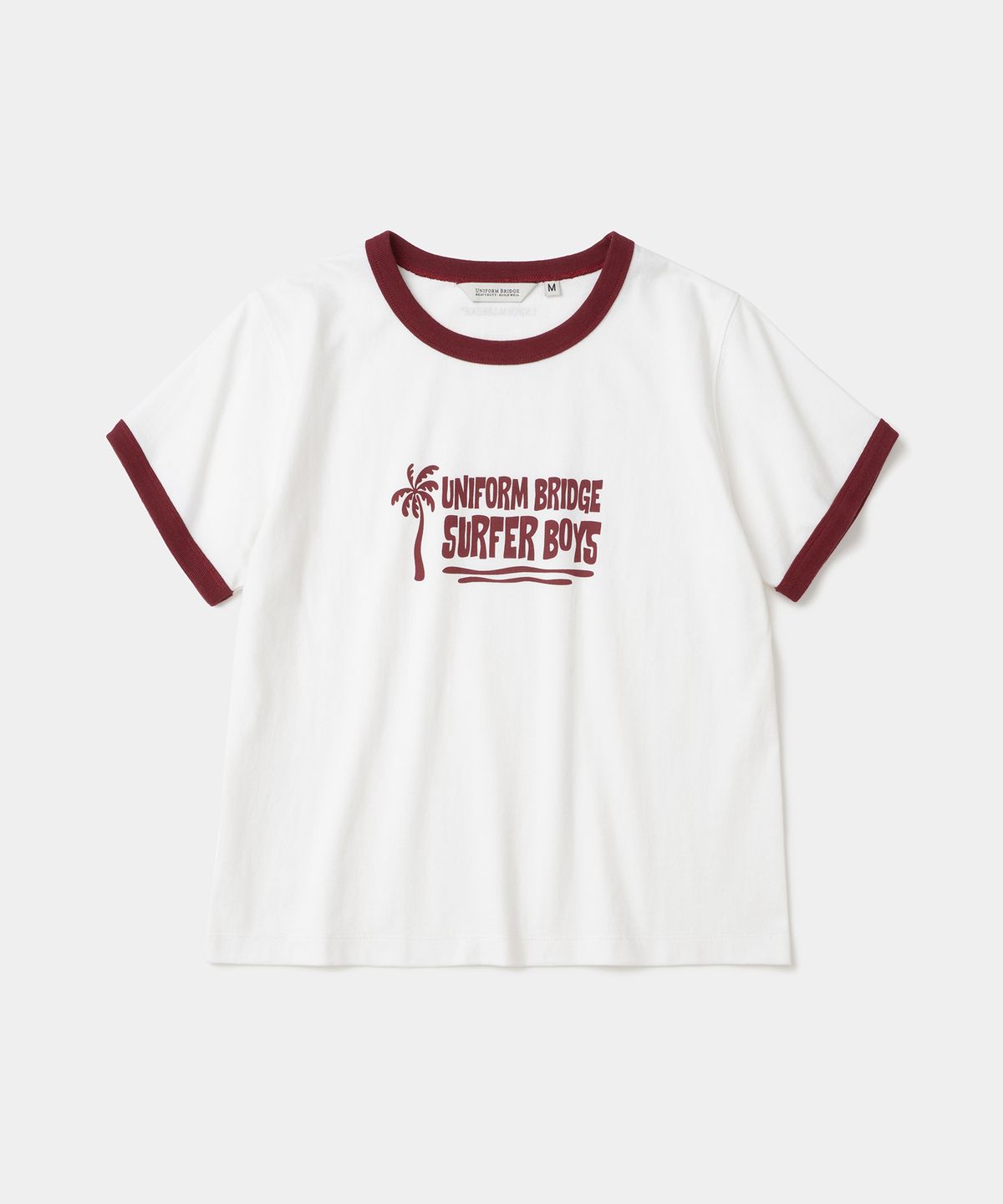 유니폼브릿지(UNIFORM BRIDGE) surfer boys ringer s/s t-shirt(womens) off white