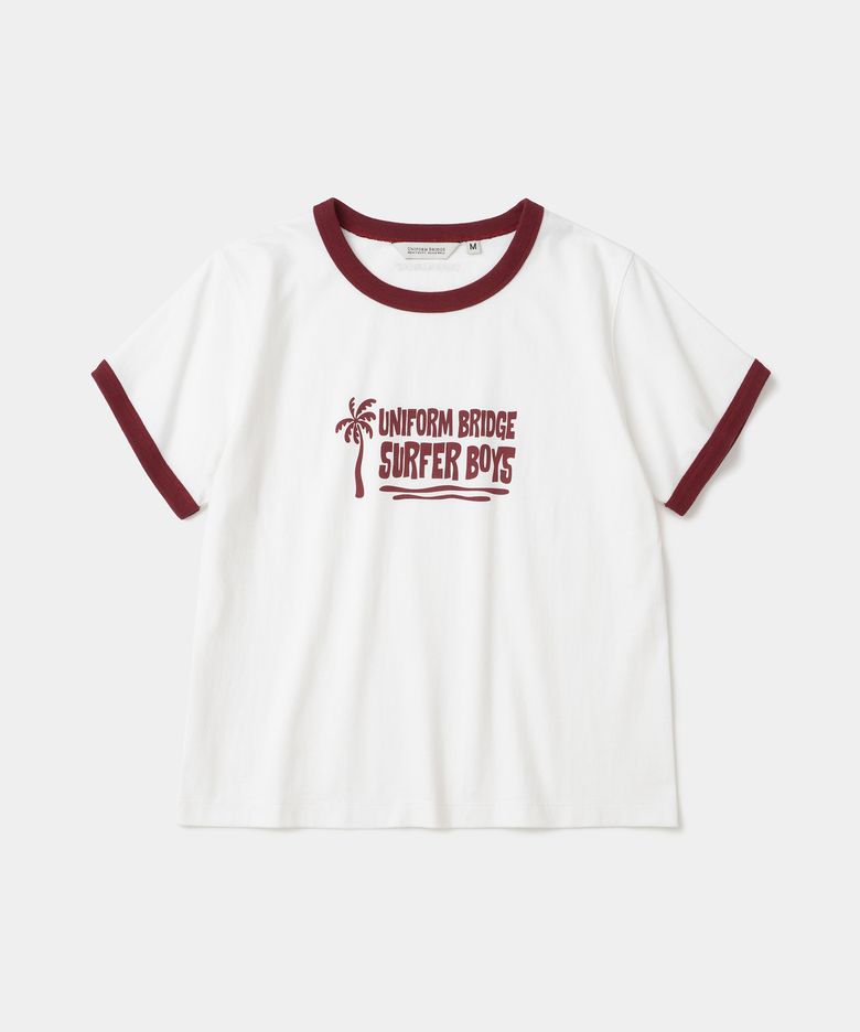 surfer boys ringer s/s t-shirt(womens) off white